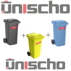   MGB 120 LITERES HÁZTARTÁSI SZEMETES KUKA csomag (szürke, kék, sárga)