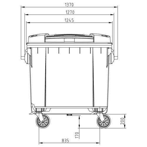 SULO 1100 L KONTÉNER (lapos tető)- SÖTÉTSZÜRKE
